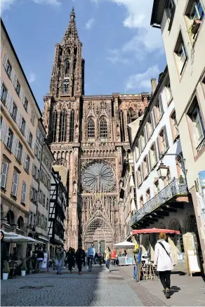  ??  ?? ABOVE: The asymmetric­al cathedral in Strasbourg, France, was the tallest building in the world for more than 200 years.
