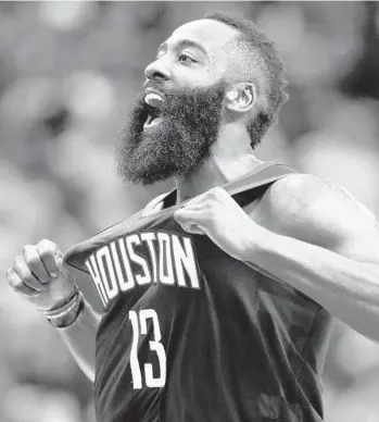  ?? ERIC CHRISTIAN SMITH/AP ?? The Rockets’ James Harden is having a huge offensive season and could set a league record for most 3-pointers.