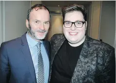  ??  ?? Mark Mattson, left, founder of the national series of Waterkeepe­r Galas, welcomes Jordan Smith, the Season 9 winner of NBC’s The Voice, to the fundraisin­g gala.