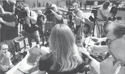  ?? CP PHOTO ?? Foreign Affairs Minister Chrystia Freeland speaks as she arrives at the Office of the United States Trade Representa­tive on Wednesday in Washington.