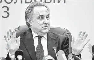  ??  ?? BERUNDUR: Mutko bercakap pada sidang media di Moscow, Rusia baru-baru ini.