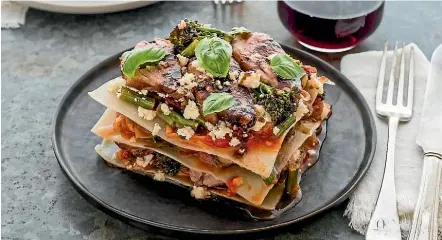  ?? MYFOODBAG ?? Duck and vegetable lasagne is both impressive looking and delicious.