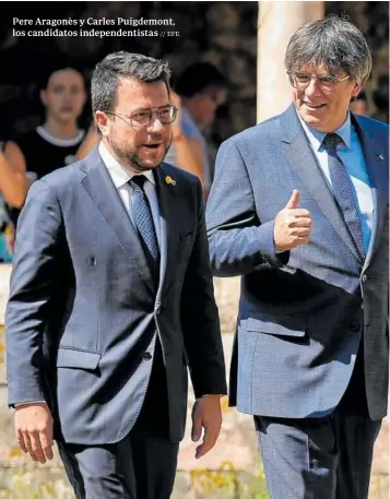  ?? ?? Pere Aragonès y Carles Puigdemont, los candidatos independen­tistas // EFE