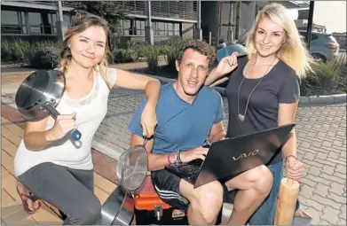  ?? Picture: MARK WEST ?? NUTRITIONI­STS IN THE MAKING: Dietetics second year students Felicity Raw, left, Warick van der Lingen and Aleche Lotter pose outside the new dietetics building at NMMU