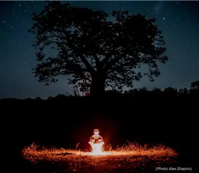  ?? (Photo: Alex Shapiro) ?? LEFT Lowveld Trails guide Leighton Barnad on night watch in Makuya.