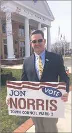  ??  ?? Ward 2 candidate Jon W. Norris at La Plata Town Hall during the Primary Election on March 20.