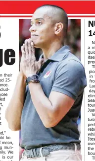  ?? (Rio Deluvio) ?? LYCEUM coach Topex Robinson believes his boys can bounce back.