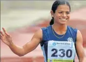  ?? HT PHOTO ?? Indian sprinter Dutee Chand ‘s season best of 11.30 seconds helped her to qualify.