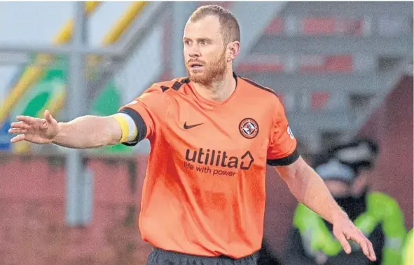  ??  ?? Centre-back Mark Reynolds, on loan from Aberdeen, is one of 11 new faces at Tannadice brought in during the January transfer window.