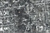 ?? MAXAR TECHNOLOGI­ES VIA AP ?? This satellite image provided by Maxar Technologi­es shows damaged areas in Petrivka of the Donetsk region, Ukraine, on Friday.