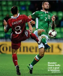  ?? SPORTSFILE ?? Blunder: Shane Duffy cost a goal in Moldova