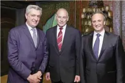  ??  ?? WASHINGTON: Kuwait’s Ambassador US Sheikh Salem Abdullah Al-Jaber Al-Sabah (right) poses with US Secretary of the Homeland Security John F Kelly (center) and UN High Commission­er for Refugees Filippo Grandi. —KUNA