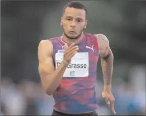  ?? CP PHOTO / DARRYL DYCK ?? Canada's Andre De Grasse, of Markham, Ont., races to a first place finish in a time of 10.17 seconds during the 100-metre race at the Harry Jerome Internatio­nal Track Classic in Coquitlam, B.C., on Wednesday Canadian sprinter Andre De Grasse will miss...