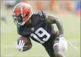  ?? AP file photo ?? Browns wide receiver Marquise Goodwin takes part in drills on June 6.