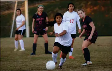 ?? Contribute­d by Gail Conner ?? The Cedartown Lady Bulldogs took on Sandy Creek during the first of two soccer games.