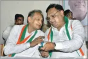  ??  ?? CM Ashok Gehlot and Congress general secretary Avinash Pande