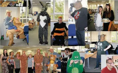  ??  ?? ●● Staff at Metro Rod dressed up as animals to raise funds for the World Wide Fund for Nature