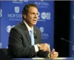  ?? J. CONRAD WILLIAMS JR. — NEWSDAY VIA AP ?? New York Gov. Andrew M. Cuomo speaks at the Democratic gubernator­ial primary debate, Wednesday at Hofstra University in Hempstead, N.Y.