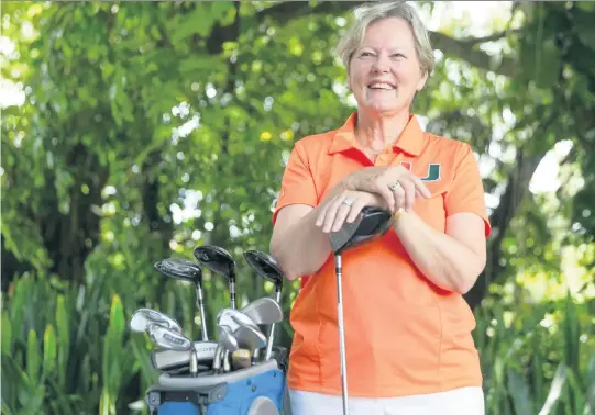  ?? MATIAS J. OCNER mocner@miamiheral­d.com ?? Terry Williams Munz, the first woman in the United States to receive a college athletic scholarshi­p in 1973, poses recently for a photograph outside her home in Redland, near Homestead. Williams Munz, who played golf at South Dade Senior High School before getting the scholarshi­p to the University of Miami, didn’t realize she had made history until many years later, when her accomplish­ment inspired a clue on ‘Jeopardy!’