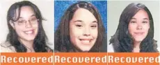  ??  ?? FOUND: These three photograph­s show Georgina ‘Gina’ DeJesus, who went missing as teenager about a decade ago and was found alive in a residentia­l area of Cleveland, Ohio. — AFP photo