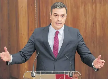  ?? EFE ?? Más cerca. El presidente en funciones de España, el socialista Pedro Sánchez, en una rueda de prensa.