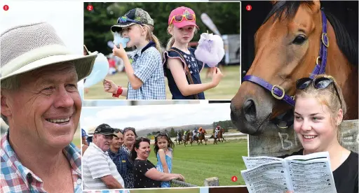  ?? PHOTO: PAM JONES ?? Race day . . . Enjoying the Omakau gallops yesterday were (1) Central Otago Racing Club president Tony Lepper; (2) Becks twins Meg and Charlotte Kirk (both 7), enjoying some candy floss; (3) Stacey Poole, from Invercargi­ll, and Pedro the horse; (4) Clem Cosgrove, Marty Johns, Faye Cosgrove, Desna Johns and Ashley Johns (5), all of Dunedin.