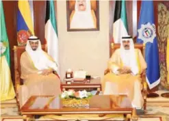  ??  ?? His Highness the Crown Prince Sheikh Nawaf Al-Ahmad Al-Jaber Al-Sabah meets with Chairman of the Supreme Advisory Committee to work on completing the applicatio­n of Sharia law Dr Mohammad Al-Tabtabaie.