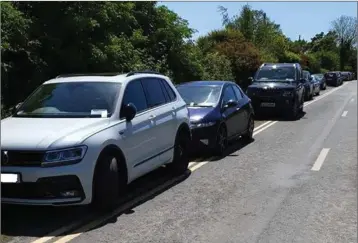  ??  ?? Cars parked illegally at Brittas Bay on Thursday.