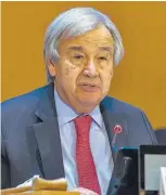  ??  ?? Sin freno. Antonio Guterres advierte temperatur­as récord si no se actúa pronto.