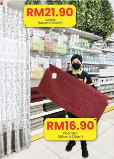  ?? ?? A wide range of curtains and floor mats are on special offer at select MR D.I.Y. stores nationwide.