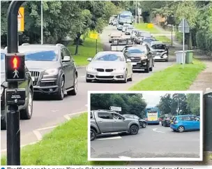  ??  ?? Traffic near the new King’s School chool campus on the first day of term