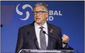 ?? EVAN VUCCI — THE ASSOCIATED PRESS FILE ?? Bill Gates speaks during the Global Fund's Seventh Replenishm­ent Conference, Sept. 21 in New York.