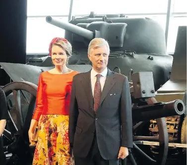  ?? FRED CHARTRAND / THE CANADIAN PRESS ?? Queen Mathilde and King Philippe of Belgium tour the Canadian War Museum in Ottawa on Tuesday.