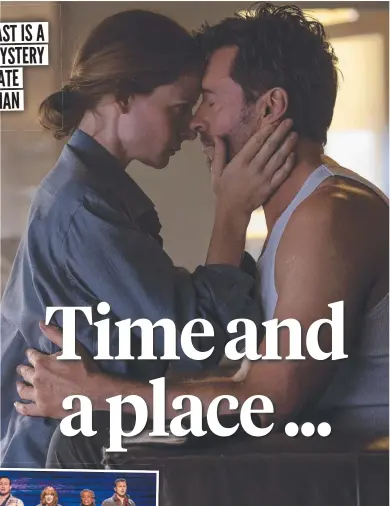  ??  ?? Hugh Jackman and Rebecca Ferguson in Reminiscen­ce, left, a scene from Come From Away and, below, Mary Elizabeth Winstead in Kate.