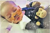  ??  ?? Charlie Gard, left, who lost his battle one year ago today. His parents hope to one day give him a brother or sister, to tell them ‘what a legend he was’
