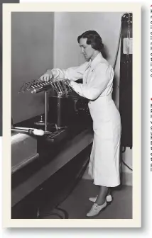  ?? ?? Margaret Pittman, shown here working with meningitis germs, spent years helping Kendrick and Eldering improve the safety and effectiven­ess of the whole-cell pertussis inoculatio­n.