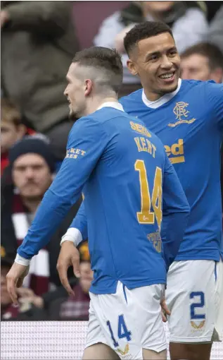  ?? ?? Ryan Kent (left) and Alfredo Morelos (right) were the goal heroes at Ibrox last night as Rangers beat St Johnstone