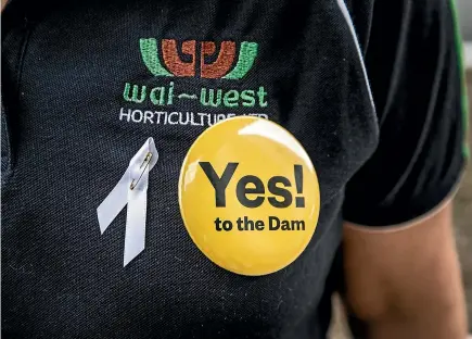  ?? BRADEN FASTIER/STUFF ?? Supporters and opponents of the Waimea dam turned out for the Tasman District Council’s meeting yesterday to decide whether to push on with the contentiou­s $105.9 million project after months of debate and increasing costs.