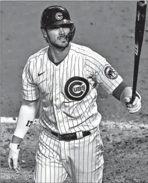  ?? ARMANDO L. SANCHEZ/CHICAGO TRIBUNE ?? Cubs third baseman Kris Bryant heads back to the dugout after striking out on Sept. 20.