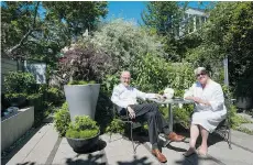  ?? JENELLE SCHNEIDER/PNG ?? Marlee Ross and Joost Bakker have gone with a white and green Japanese inspired space, pictured above and below. The two share an entryway with fellow gardeners Maureen Burke and Collis Wilson.