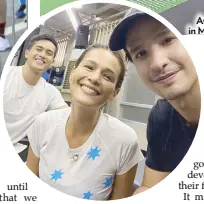  ?? ?? Iza Calzado and Markki Stroem with coach Culver at Awaken: During quarantine, coach Culver paid home visits to Iza to continue her regular workouts .