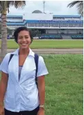  ?? PHOTO COURTESY OF ALEXANDRA SKEETER ?? Alexandra Skeeter stands in front of the Latin American Medical School in Cuba.