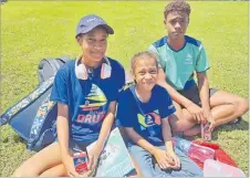  ?? Picture: RODNEY ACRAMAN ?? From left, siblings Adi Eka Lagivola, 14, Mary Joy Lagivoli, 7, and Seci Lagivola, 13, at the Fijian Drua v NSW Waratahs match yesterday.