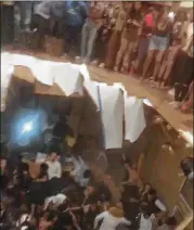  ?? JEREMY TESTER VIA AP ?? This frame from video shows a floor that collapsed during a party at an apartment near the campus of Clemson University early Sunday in Clemson, S.C.