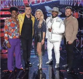  ?? ?? NBC’s “The Voice” Season 25 finalists, from left, are Nathan Chester, Bryan Olesen, Karen Waldrup, Asher HaVon and Josh Sanders.