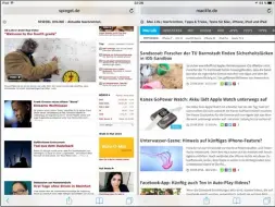  ??  ?? Neuere iPads können in Safari wie beim Multitaski­ng zwei Seiten parallel zueinander darstellen und damit den Komfort beim Surfen beträchtli­ch steigern.