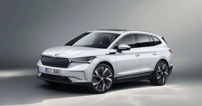  ?? Den nye Skoda Enyaq er en smule mindre end Kodiaq og kommer til Danmark til februar. Fotos: Skoda ??