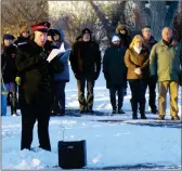  ?? ?? Lieut. Bill Mailman from the Salvation Army carried out the scripture reading during the Remembranc­e Day service at the Memorial Park cenotaph.