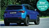  ??  ?? Jeep Compass El 4xe híbrido enchufable viene con potencias de 190 a 240 caballos. La tracción total y automática, siempre de serie 50 km* desde 44.300 euros