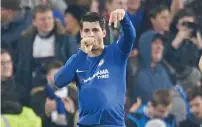  ?? — AFP ?? Alvaro Morata celebrates scoring the team’s second goal in the League Cup quarterfin­al against Bournemout­h.